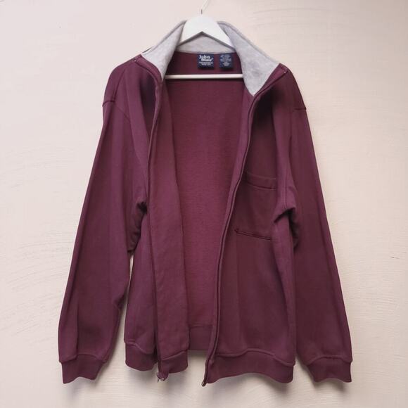 John Blair Sweatshirt Size Xl Men's Full Zip Maroon Burgandy Cotton Blend Adult - Picture 5 of 9